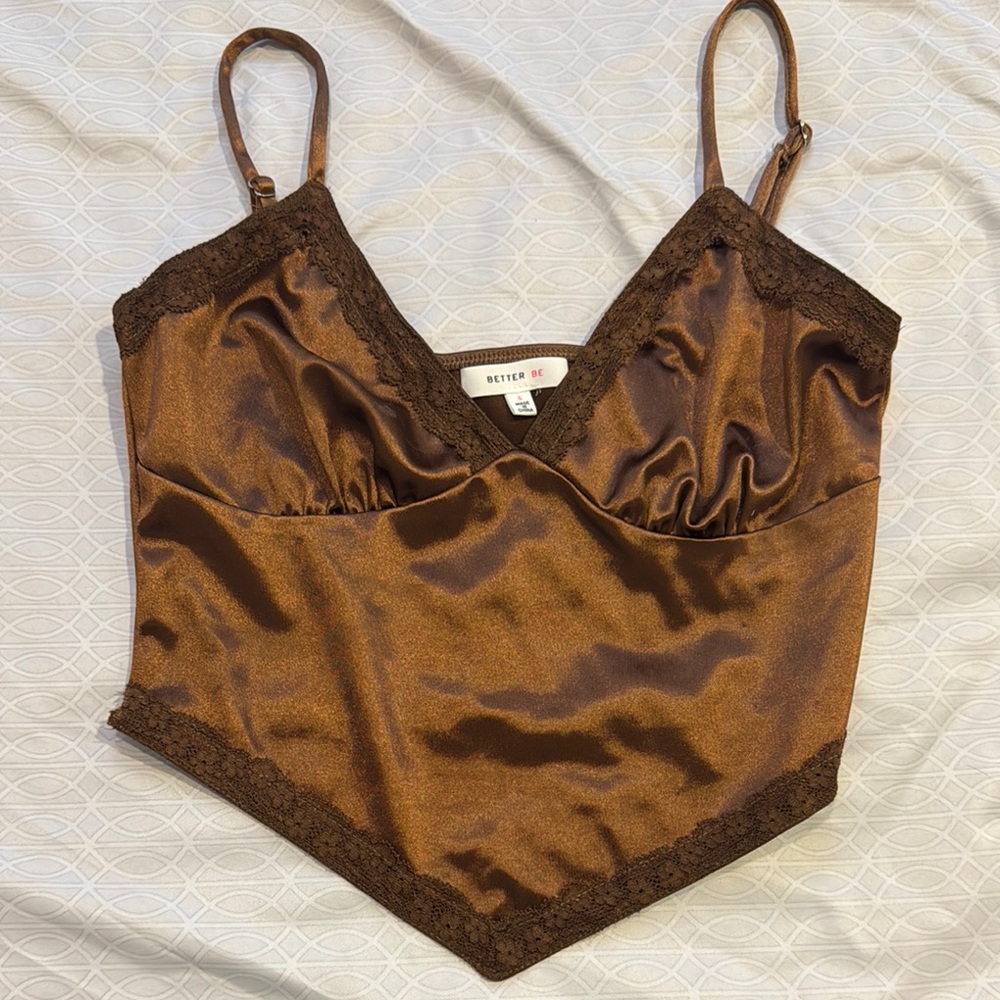 Better Be Brown Crop Top Satin Finish